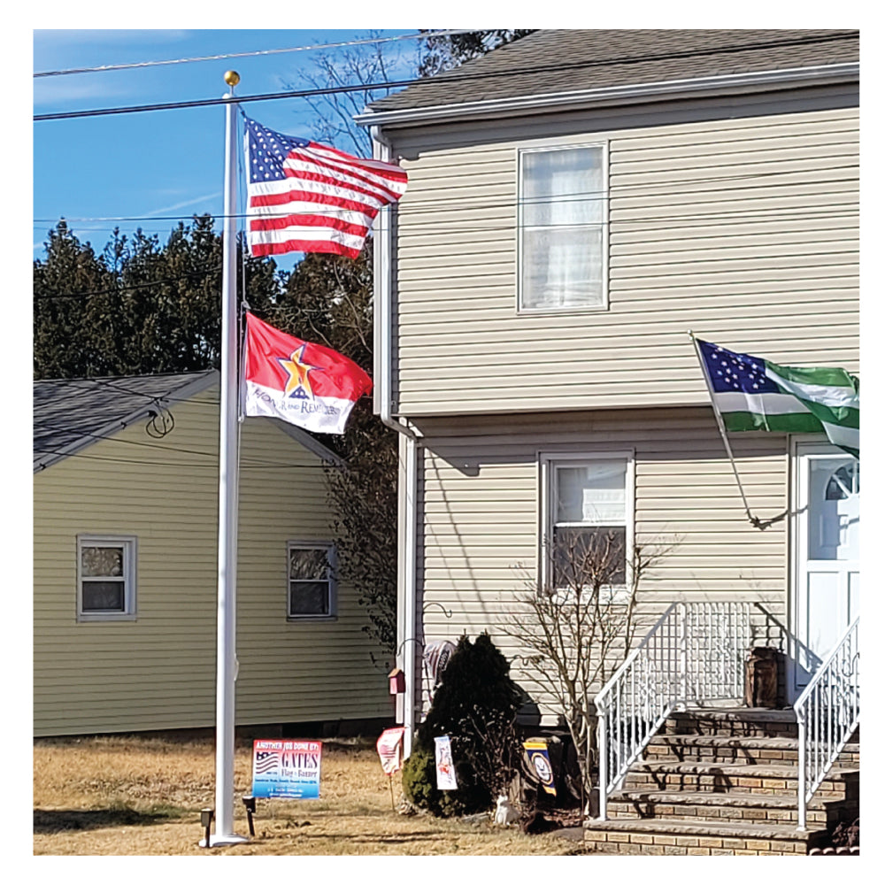 20' External Flagpole - Gates Flag & Banner