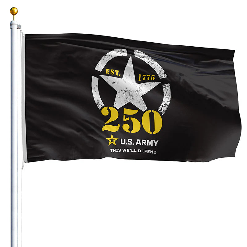 Depiction of Army 250 Flag on Flagpole
