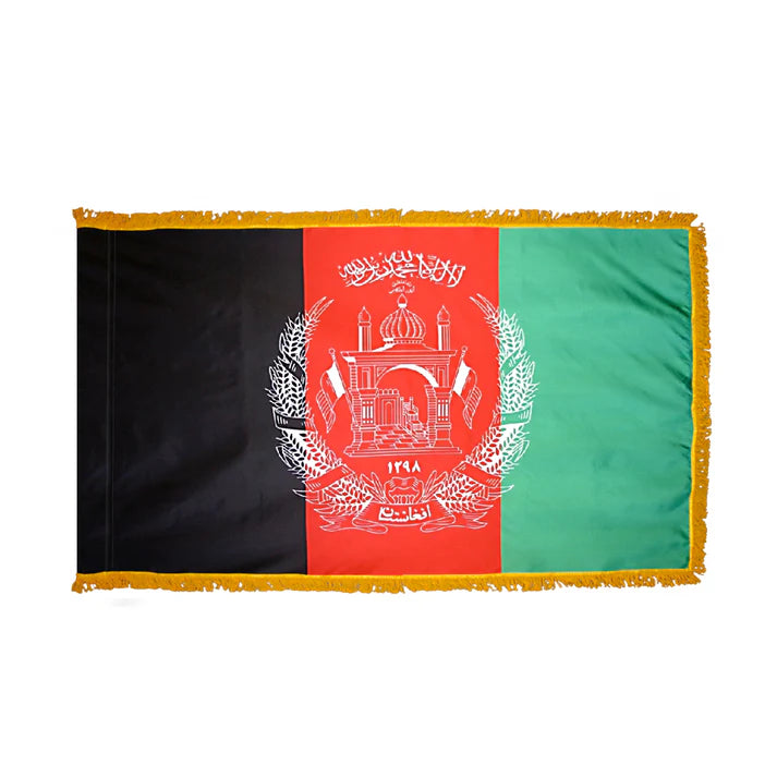 Depiction of Afghanistan Indoor Pole Hem Fringe Flag - Gates Flag & Banner