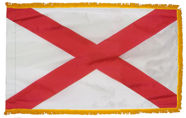 Depiction of Alabama State Indoor Flag pole hem with fringe - Gates Flag & Banner