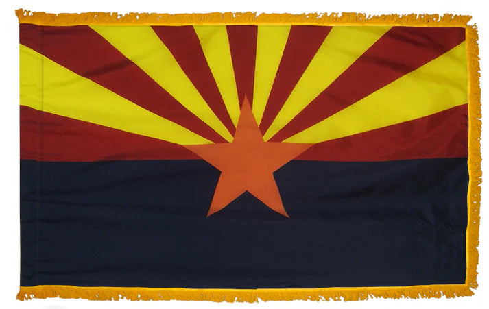 Depiction of Arizona State Indoor Flag pole hem with fringe - Gates Flag & Banner