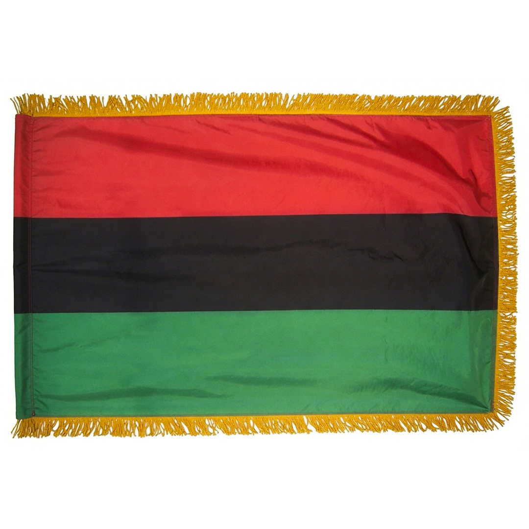 Depiction of Afro-American Indoor pole hem & fringe flag - Gates Flag & Banner