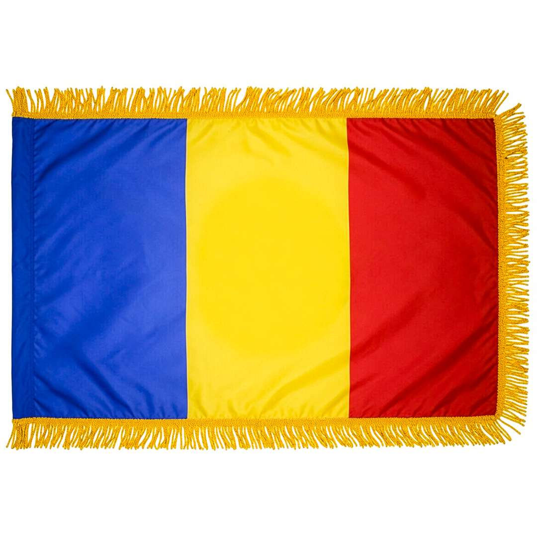 Depiction of Andorra Civil pole hem & fringe flag - Gates Flag & Banner