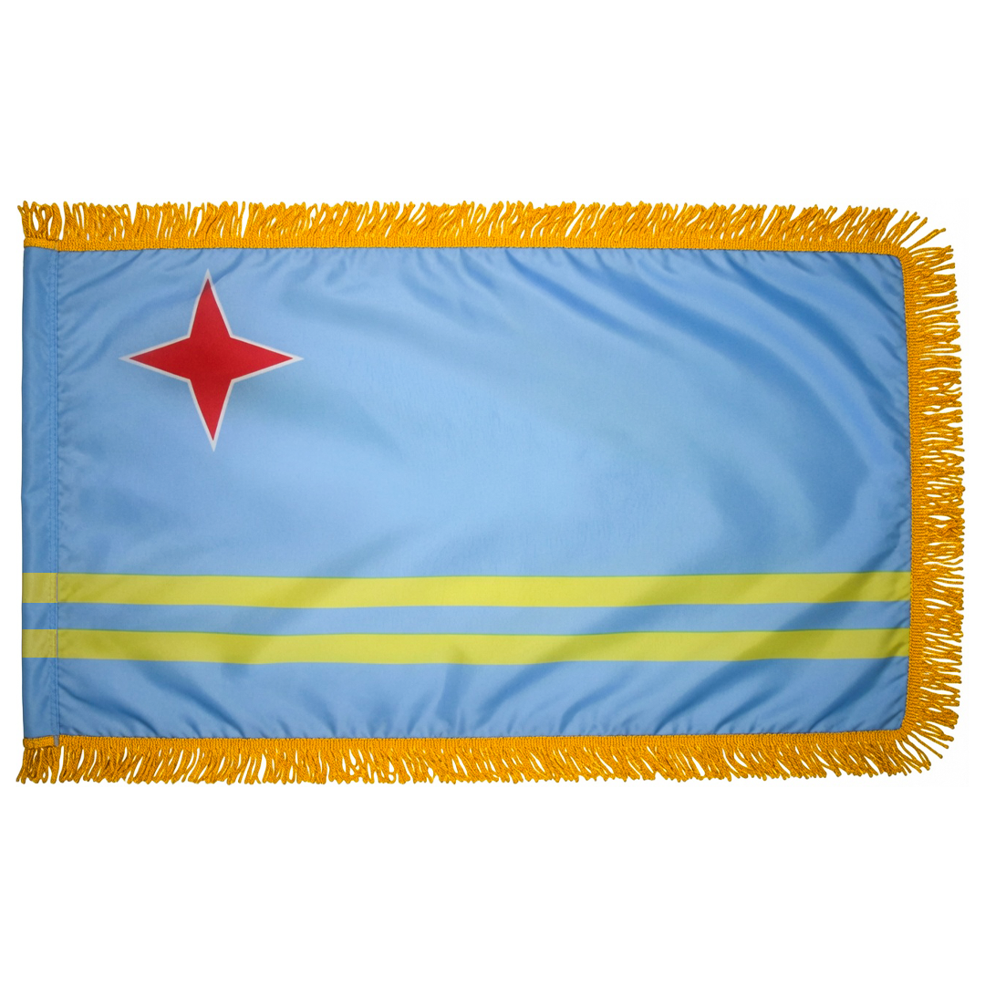 Depiction of Aruba Indoor pole hem & fringe flag - Gates Flag & Banner