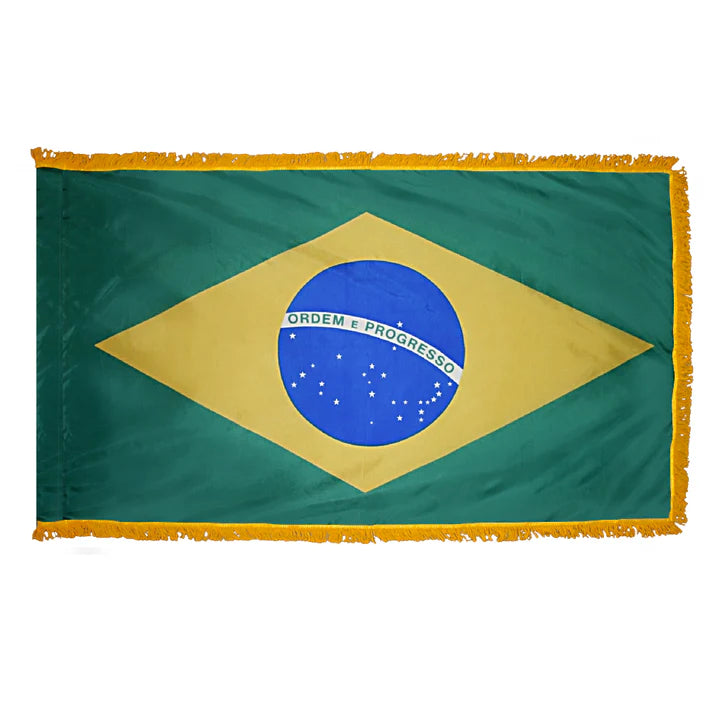 Depiction of Brazil Indoor Pole Hem Fringe Flag - Gates Flag & Banner