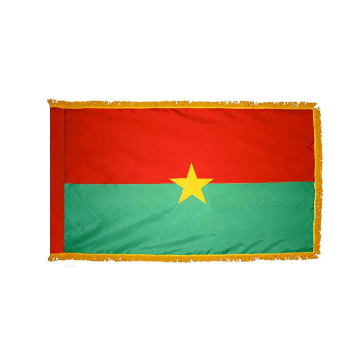 Depiction of Burkina Faso Indoor Pole Hem Fringe Flag - Gates Flag & Banner