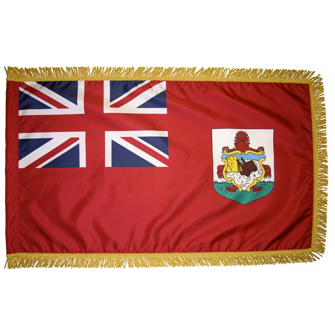 Depiction of Bermuda Indoor pole hem and fringe flag - Gates Flag & Banner