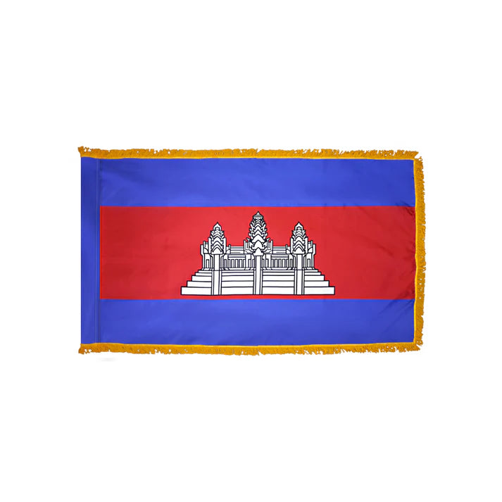 Depiction of Cambodia Indoor Pole Hem Fringe Flag - Gates Flag & Banner