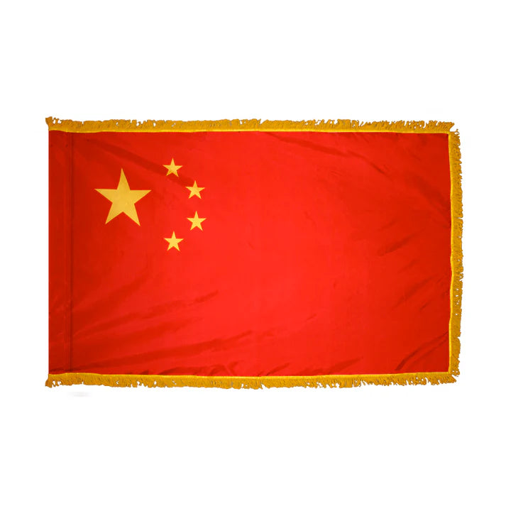 Depiction of China Indoor Pole Hem Fringe Flag - Gates Flag & Banner