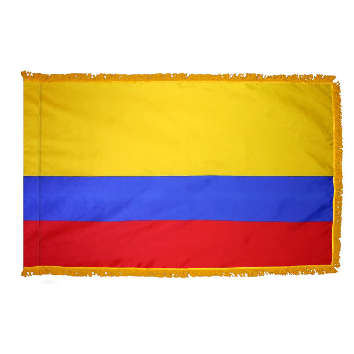 Depiction of Colombia Indoor Pole Hem Fringe Flag - Gates Flag & Banner