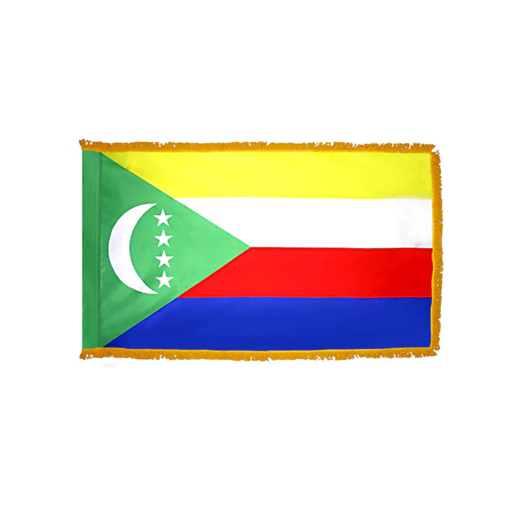 Depiction of Comoros Indoor Pole Hem Fringe Flag - Gates Flag & Banner
