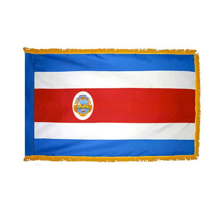 Depiction of Costa Rica Government Indoor Pole Hem Fringe Flag - Gates Flag & Banner