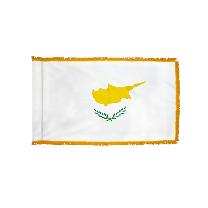 Depiction of Cyprus Indoor Pole Hem Fringe Flag - Gates Flag & Banner
