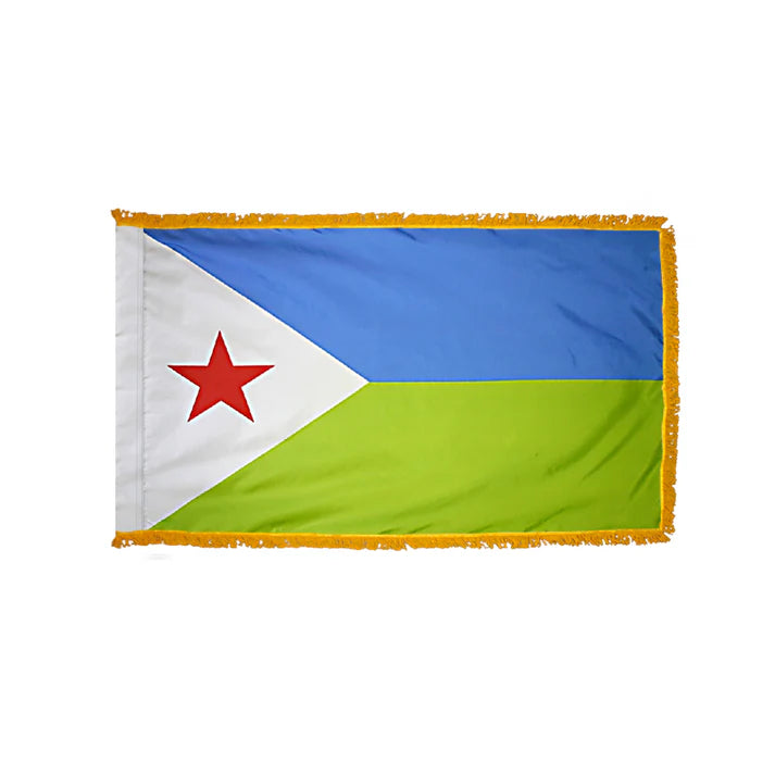 Depiction of Djibouti Indoor Pole Hem Fringe Flag - Gates Flag & Banner
