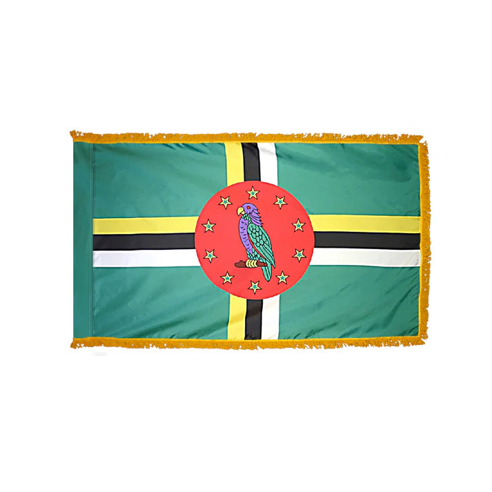 Depiction of Dominica Indoor Pole Hem Fringe Flag - Gates Flag & Banner