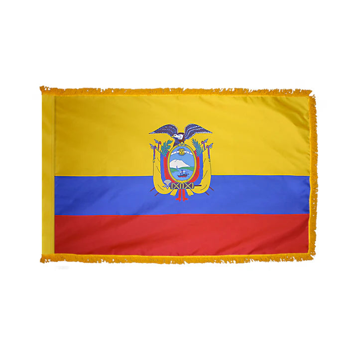Depiction of Ecuador Government Indoor Pole Hem Fringe Flag - Gates Flag & Banner
