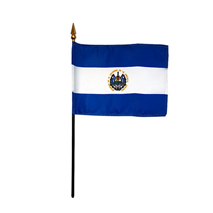 Depiction of El Salvador Government Stick Flag - Gates Flag & Banner