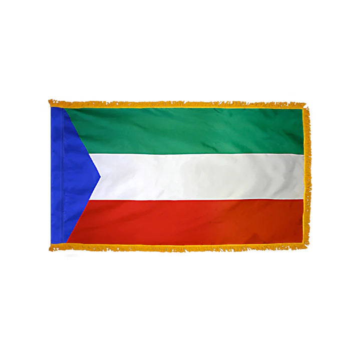 Depiction of Equatorial Guinea Civil Indoor Pole Hem Fringe Flag - Gates Flag & Banner
