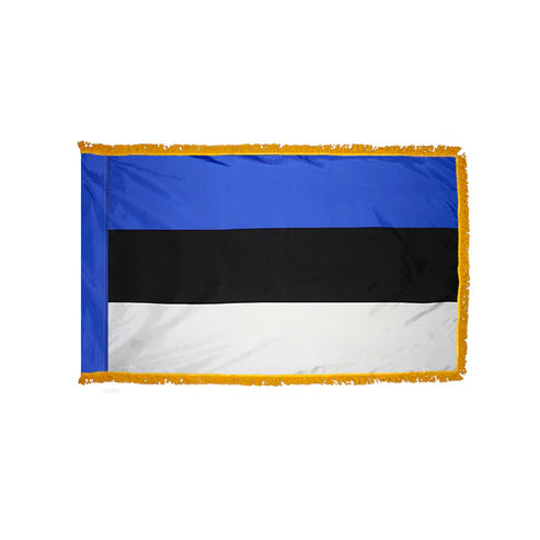 Depiction of Estonia Indoor pole hem fringe Flag - Gates Flag & Banner