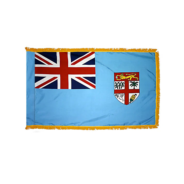 Depiction of Fiji Indoor pole hem fringe Flag - Gates Flag & Banner