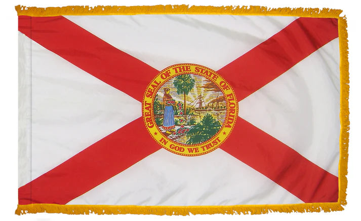 Depiction or Florida state indoor pole hem with fringe flag - Gates Flag & Banner