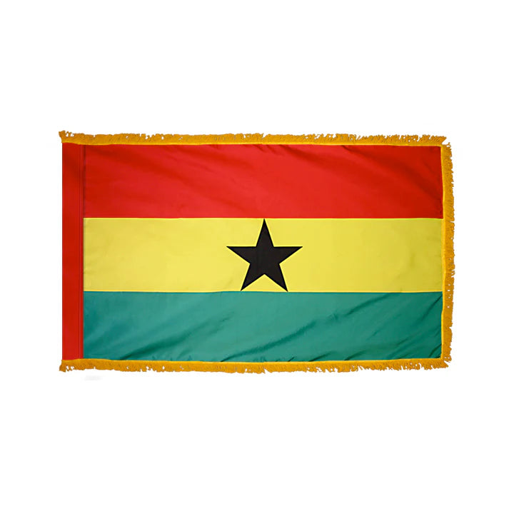Depiction of Ghana Indoor pole hem fringe Flag - Gates Flag & Banner