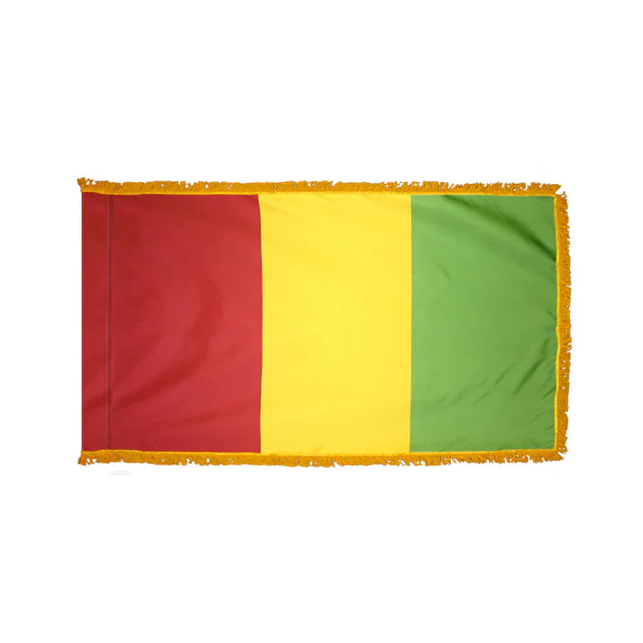Depiction of Guinea Indoor pole hem fringe Flag - Gates Flag & Banner