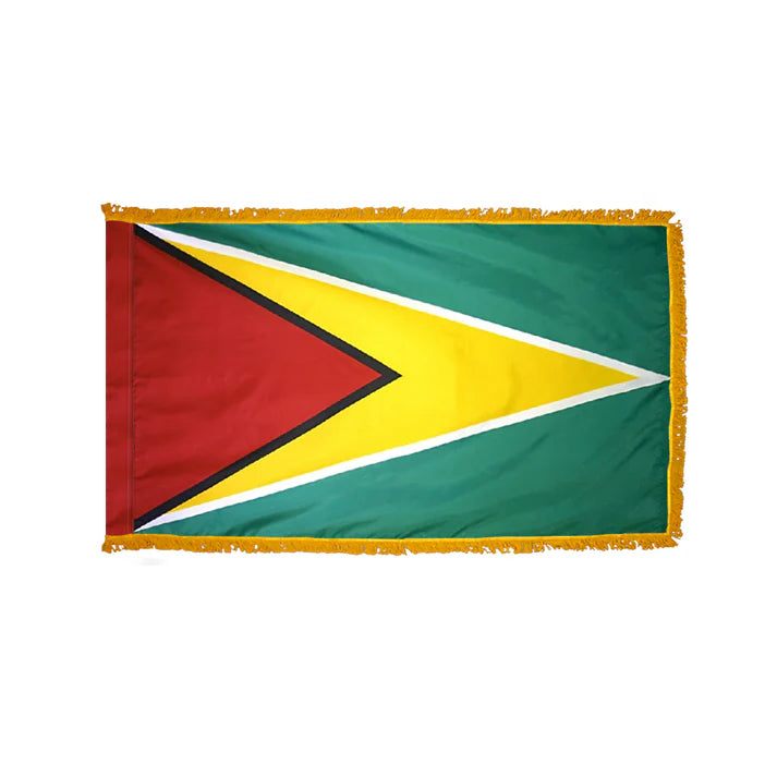 Depiction of Guyana Indoor pole hem fringe Flag - Gates Flag & Banner