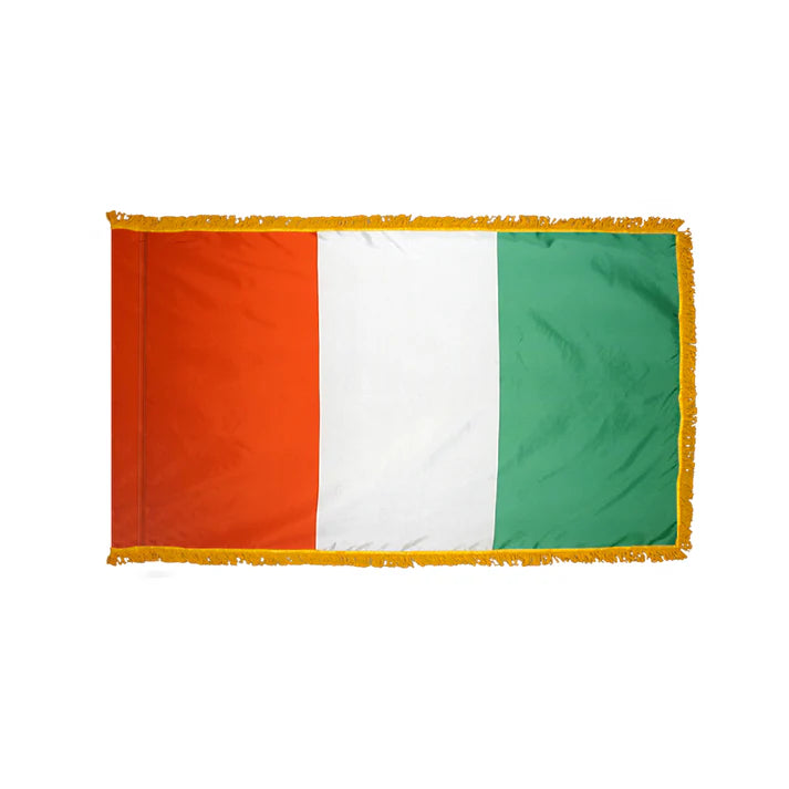 Depiction of Ivory Coast Indoor pole hem fringe Flag - Gates Flag & Banner