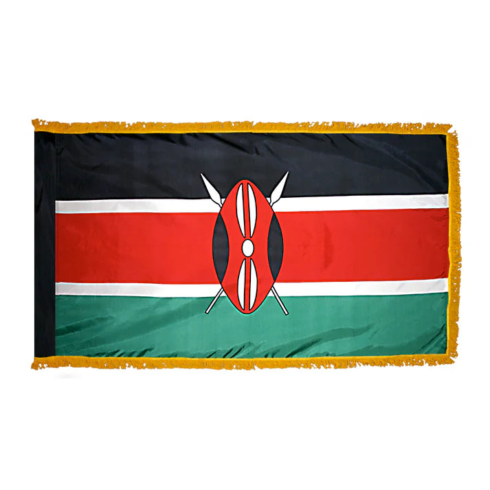 Depiction of Kenya Indoor pole hem fringe Flag - Gates Flag & Banner