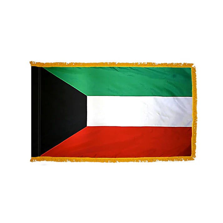 Depiction of Kuwait Indoor pole hem fringe Flag - Gates Flag & Banner