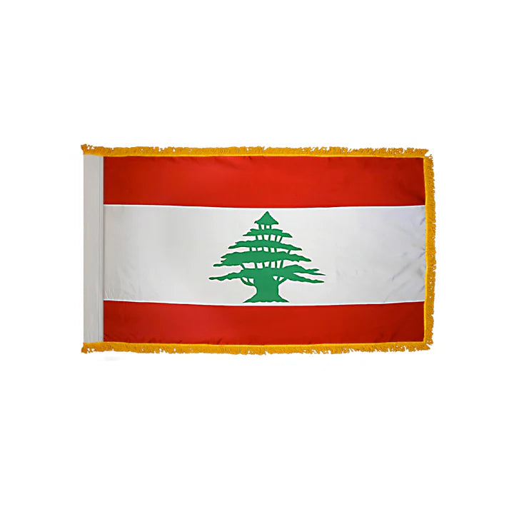 Depiction of Lebanon Indoor pole hem fringe Flag - Gates Flag & Banner