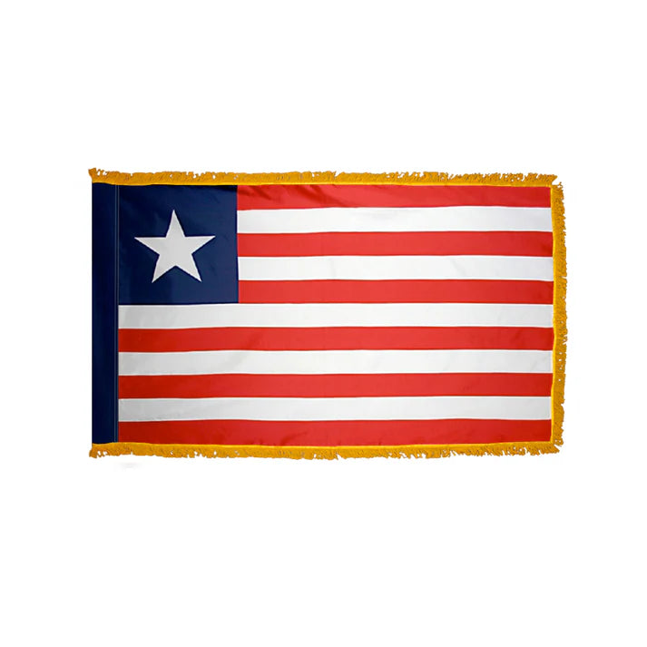 Depiction of Liberia Indoor pole hem fringe Flag - Gates Flag & Banner