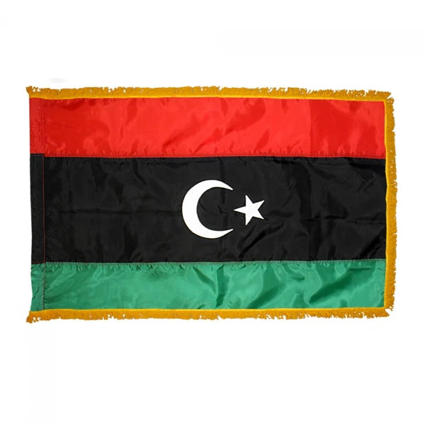 Depiction of Libya Indoor pole hem fringe Flag - Gates Flag & Banner