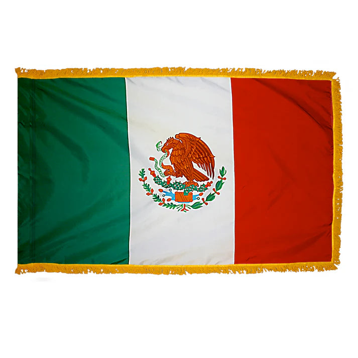 Depiction of Mexico Indoor pole hem fringe Flag - Gates Flag & Banner