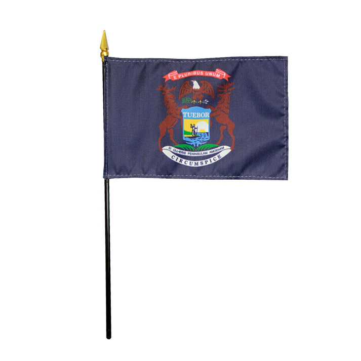 Depiction of Michigan State Stick Flag - Gates Flag & Banner