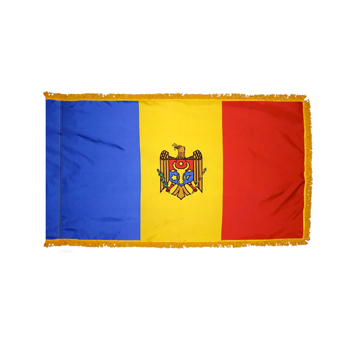 Depiction of Moldova Indoor pole hem fringe Flag - Gates Flag & Banner