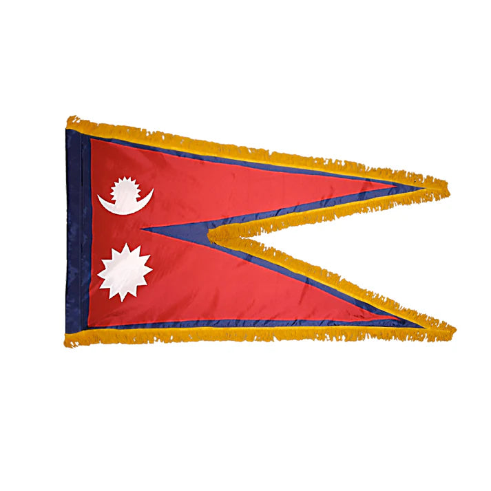 Depiction of Nepal Indoor pole hem fringe Flag - Gates Flag & Banner