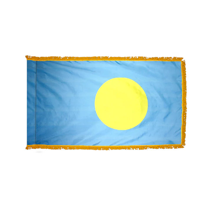 Depiction of Palau Indoor pole hem fringe Flag - Gates Flag & Banner