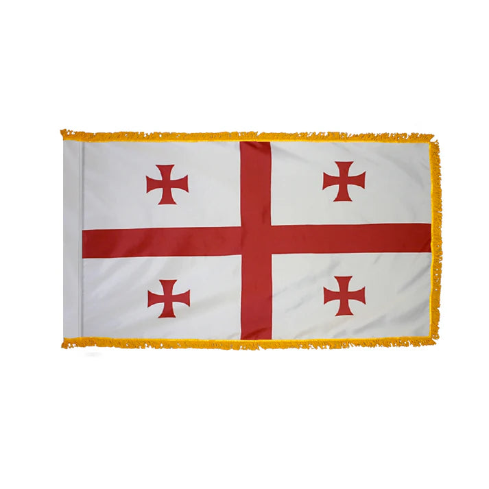 Depiction of Republic of Georgia Indoor pole hem fringe Flag - Gates Flag & Banner