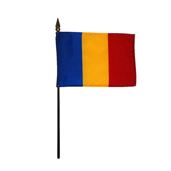 Depiction of Romania Stick Flag - Gates Flag & Banner