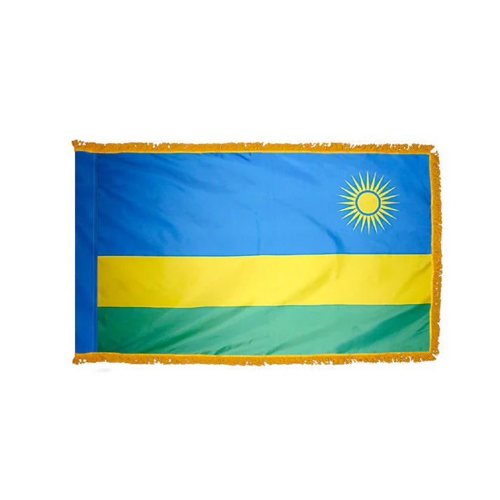 Depiction of Rwanda Indoor pole hem fringe Flag - Gates Flag & Banner
