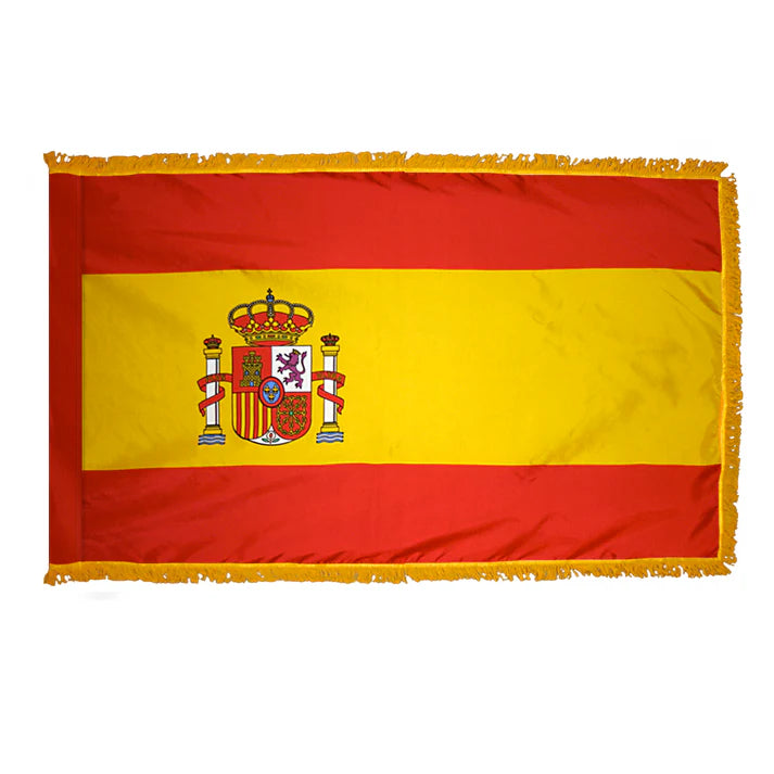Depiction of Spain Government Indoor pole hem fringe Flag - Gates Flag & Banner
