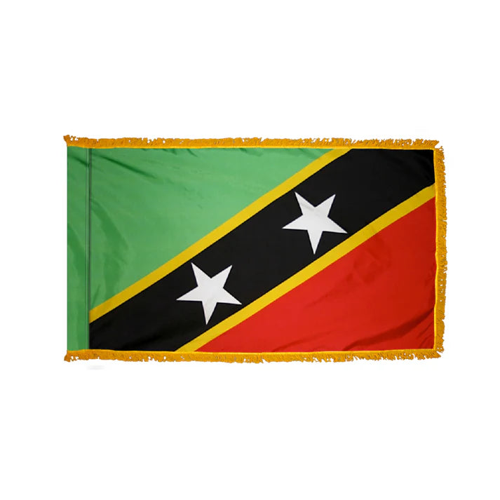Depiction of St. Kitts and Nevis Indoor pole hem fringe Flag - Gates Flag & Banner