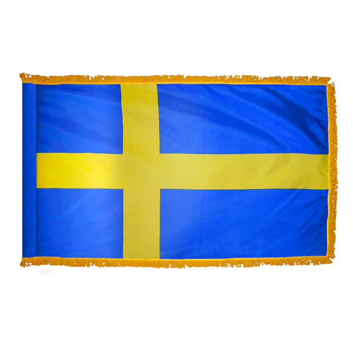 Depiction of Sweden Indoor pole hem fringe Flag - Gates Flag & Banner