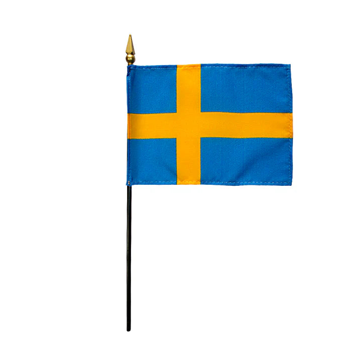 Depiction of Sweden Stick Flag - Gates Flag & Banner
