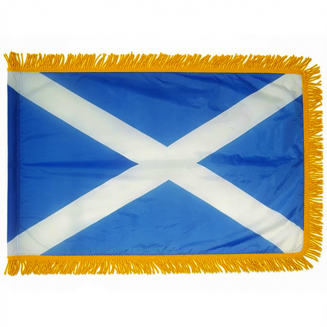 Depiction of Scotland indoor pole hem & fringe flag - Gates Flag & Banner