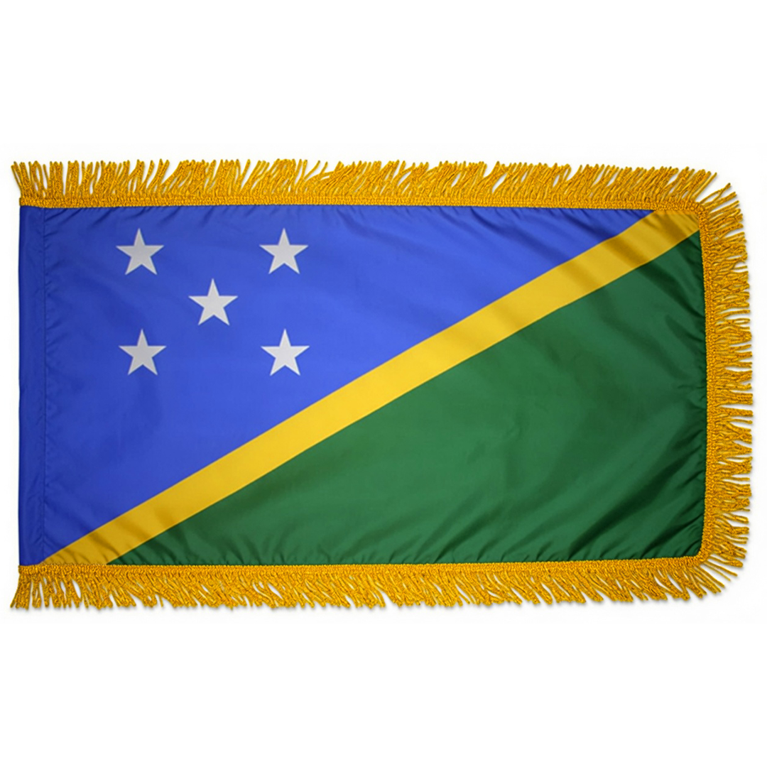 Depiction of Solomon Islands indoor pole hem & fringe flag - Gates Flag & Banner