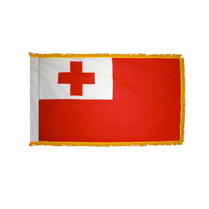Depiction of Tonga Indoor pole hem fringe Flag - Gates Flag & Banner
