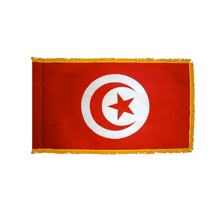 Depiction of Tunisia Indoor pole hem fringe Flag - Gates Flag & Banner
